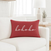 Anaya Home Ho Ho Ho Linen 14 x 20 Pillow ~ Red