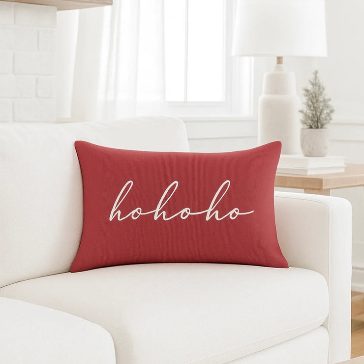Anaya Home Ho Ho Ho Linen 14 x 20 Pillow ~ Red