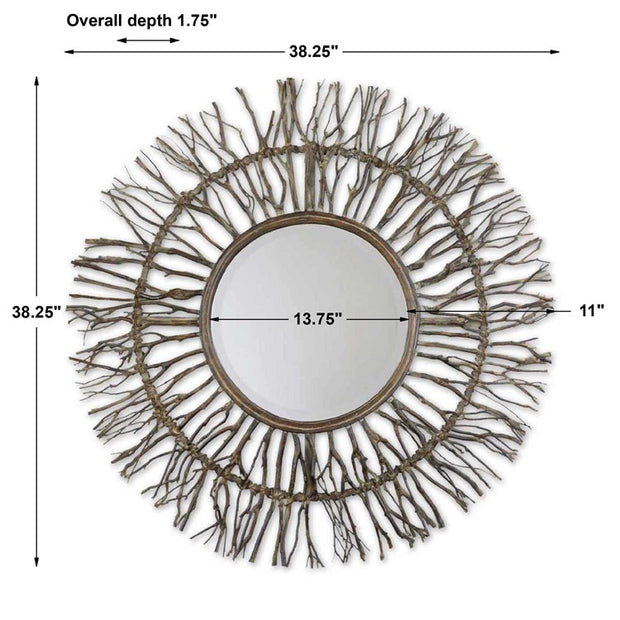 Uttermost Josiah Birch Branches Wood Round Mirror
