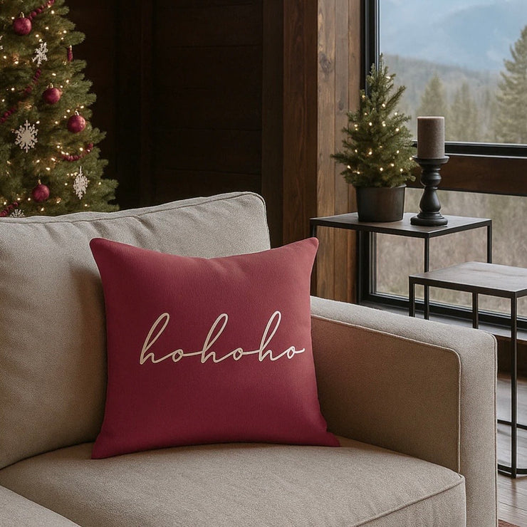 Anaya Home Ho Ho Ho Linen 20 x 20 Pillow ~ Red