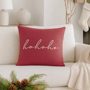 Anaya Home Ho Ho Ho Linen 20 x 20 Pillow ~ Red