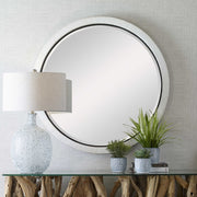 Uttermost Granada Whitewash Rattan Wrapped Round Mirror