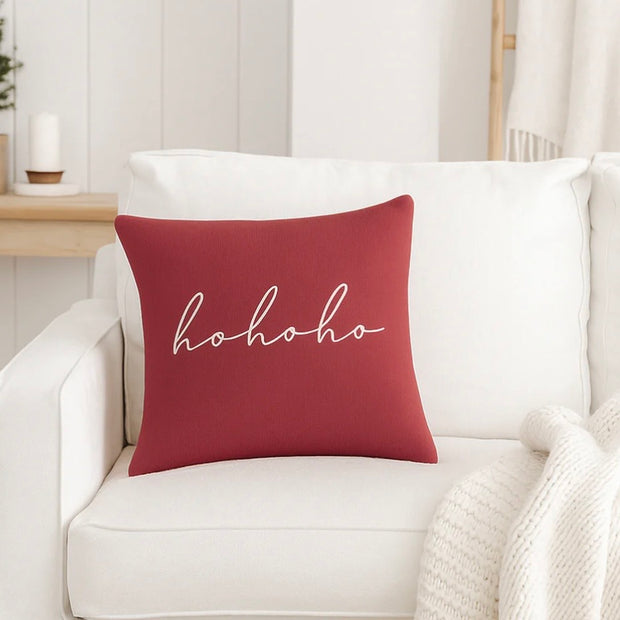 Anaya Home Ho Ho Ho Linen 20 x 20 Pillow ~ Red