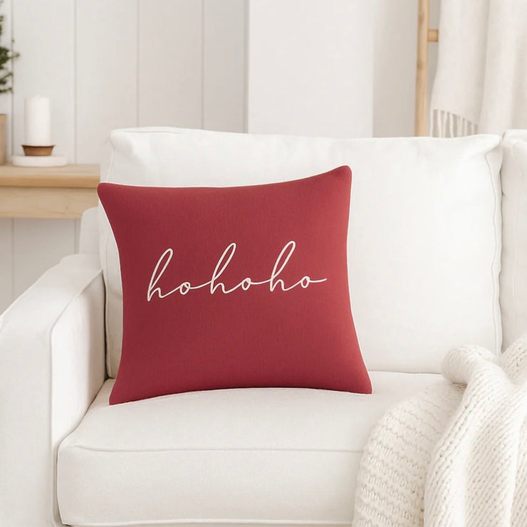 Anaya Home Ho Ho Ho Linen 20 x 20 Pillow ~ Red