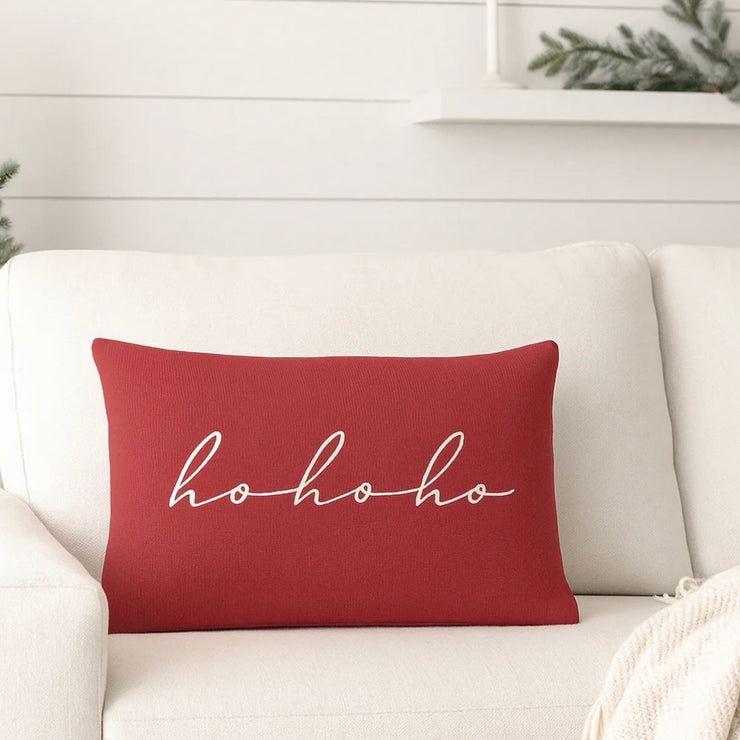 Anaya Home Ho Ho Ho Linen 14 x 20 Pillow ~ Red