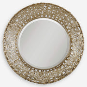 Uttermost Alita Antiqued Silver Champagne Metal Round Mirror