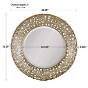 Uttermost Alita Antiqued Silver Champagne Metal Round Mirror