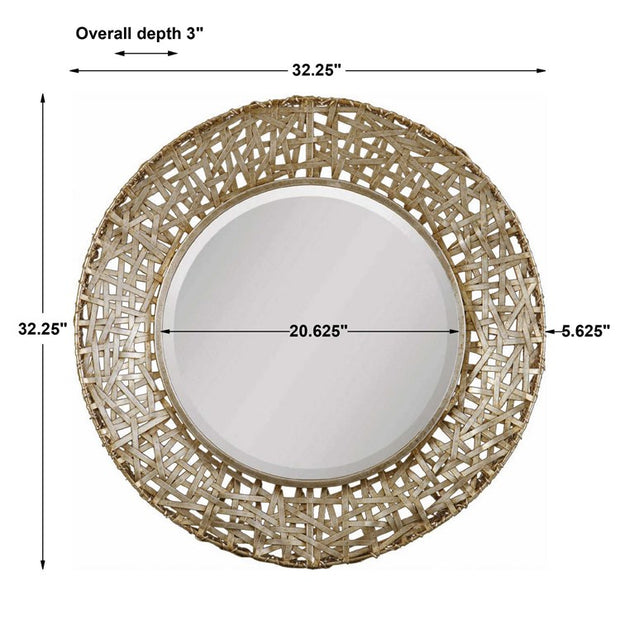 Uttermost Alita Antiqued Silver Champagne Metal Round Mirror