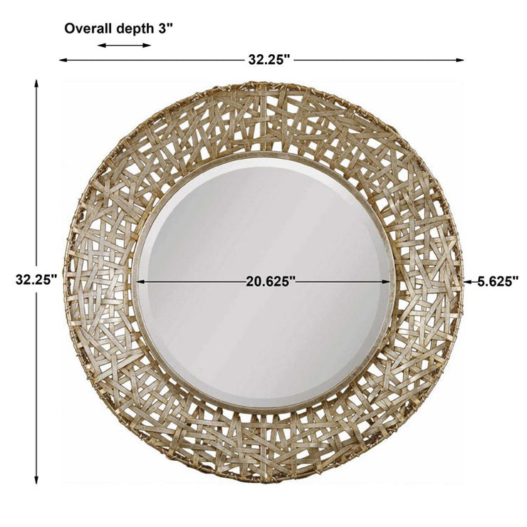 Uttermost Alita Antiqued Silver Champagne Metal Round Mirror