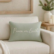 Anaya Home Peace On Earth Linen 14 x 20 Pillow ~ Sage Green