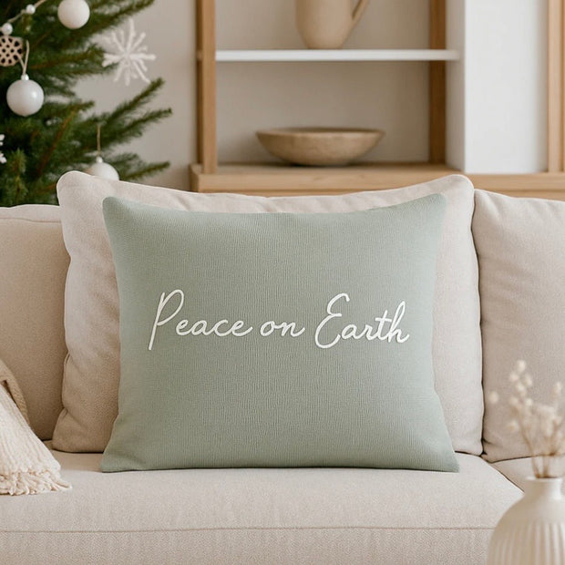 Anaya Home Peace On Earth Linen 20 x 20 Pillow ~ Sage Green