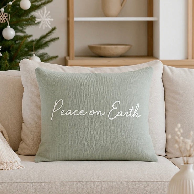 Anaya Home Peace On Earth Linen 20 x 20 Pillow ~ Sage Green