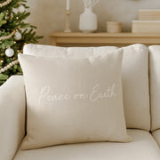 Anaya Home Peace On Earth Linen 20 x 20 Pillow ~ Natural Beige