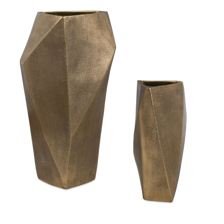 Uttermost GeoForm Antique Brass Finish Indoor-Outdoor Vases ~ Set Of 2