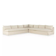 Four Hands Grant 3 Piece Slipcovered Sectional 132” ~ Antwerp Natural Performance Fabric Slipcover