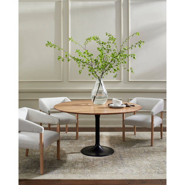 Surya Anatalia Modern Acacia Wood Round Dining Table With Black Metal Base