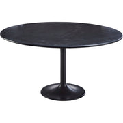 Surya Anatalia Modern Black Marble Round Dining Table With Black Metal Base