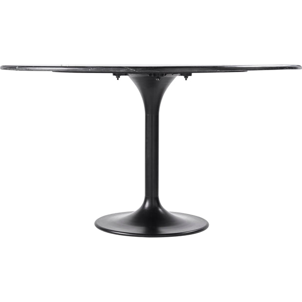 Surya Anatalia Modern Black Marble Round Dining Table With Black Metal Base