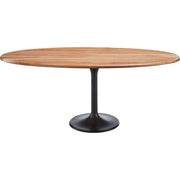 Surya Anatalia Modern Acacia Wood Oval Dining Table With Black Metal Base