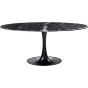 Surya Anatalia Modern Black Marble Oval Dining Table With Black Metal Base