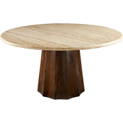 Surya Linus Modern Organic Marble Top With Dark Mango Wood 60” Round Dining Table