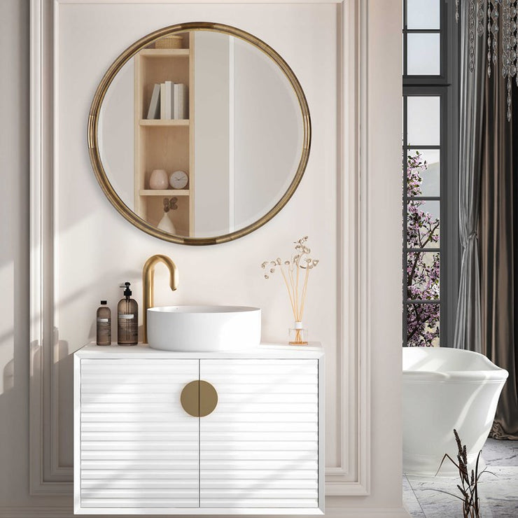 Uttermost Finnick Antiqued Gold Leaf Round Mirror