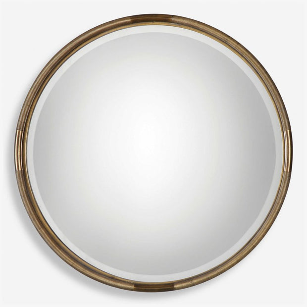 Uttermost Finnick Antiqued Gold Leaf Round Mirror