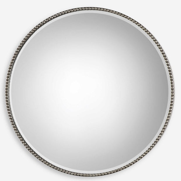 Uttermost Stefania Antiqued Silver Leaf Round Mirror