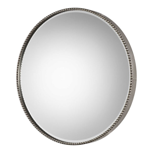 Uttermost Stefania Antiqued Silver Leaf Round Mirror