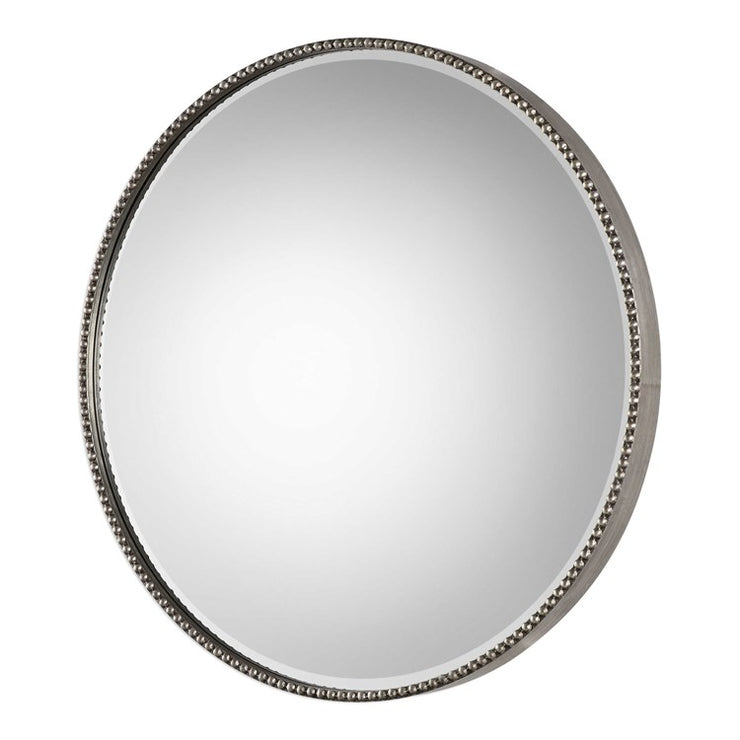 Uttermost Stefania Antiqued Silver Leaf Round Mirror