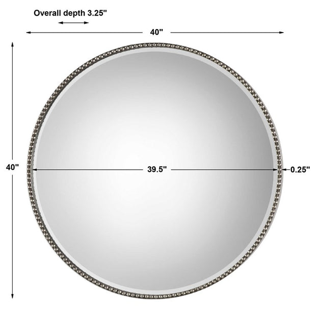 Uttermost Stefania Antiqued Silver Leaf Round Mirror