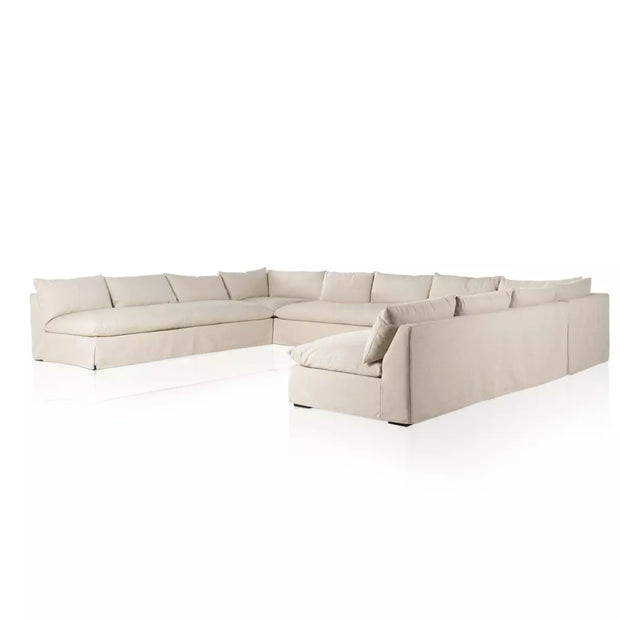 Four Hands Grant 5 Piece Slipcovered Sectional 172” ~ Antwerp Natural Performance Fabric Slipcover