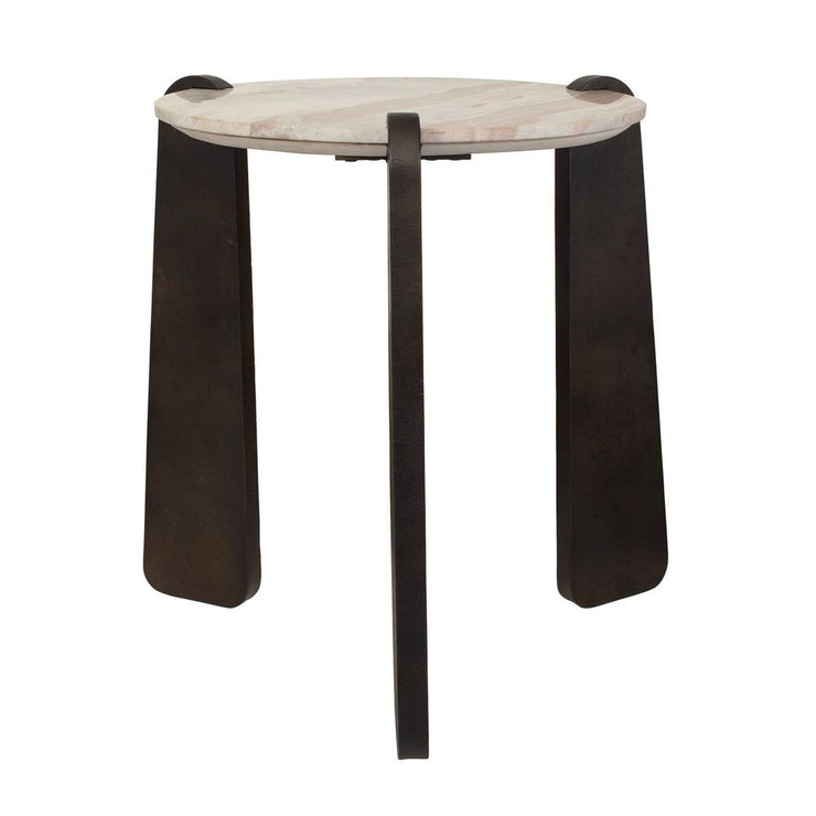 Uttermost Talud Textured Iron With Marble Top Side Table