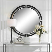 Uttermost Quadrant Black Iron Round Mirror
