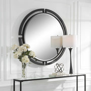 Uttermost Quadrant Black Iron Round Mirror