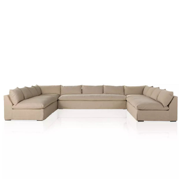 Four Hands Grant 5 Piece Slipcovered Sectional 172” ~ Antwerp Taupe Performance Fabric Slipcover