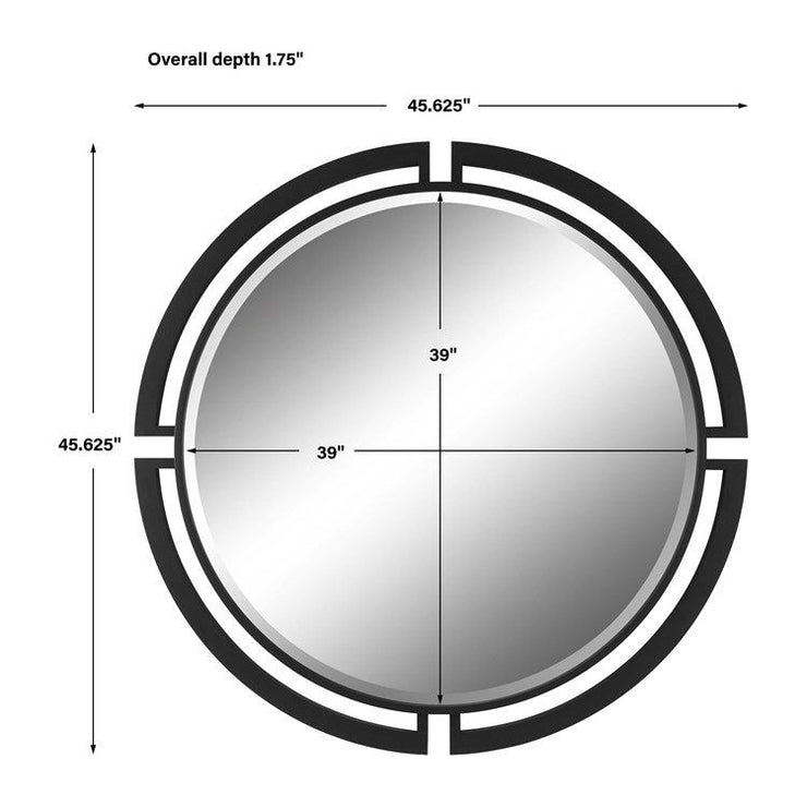 Uttermost Quadrant Black Iron Round Mirror