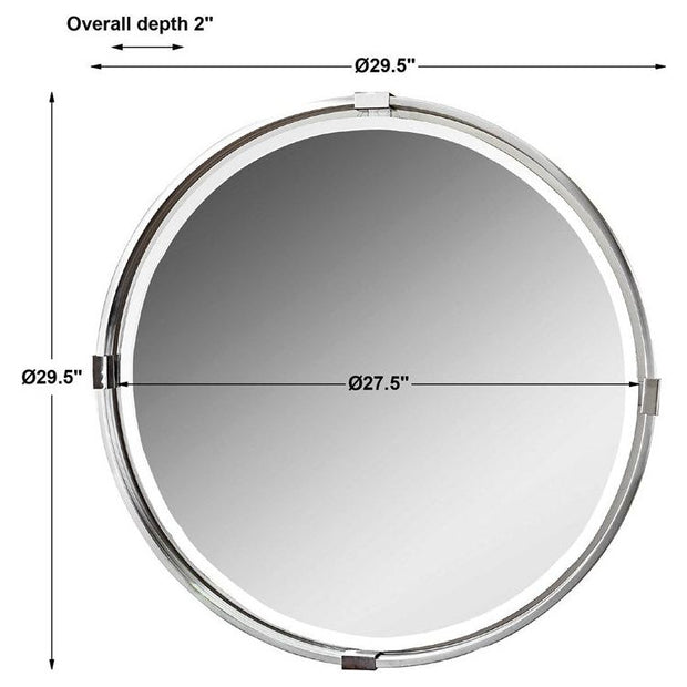 Uttermost Tazlina Brushed Nickel Round Mirror