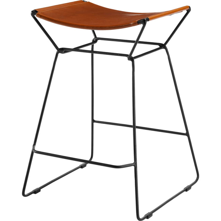 Surya Celerio Modern Cognac Leather Kitchen Counter Stool