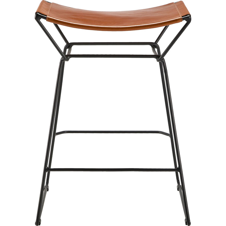 Surya Celerio Modern Cognac Leather Kitchen Counter Stool