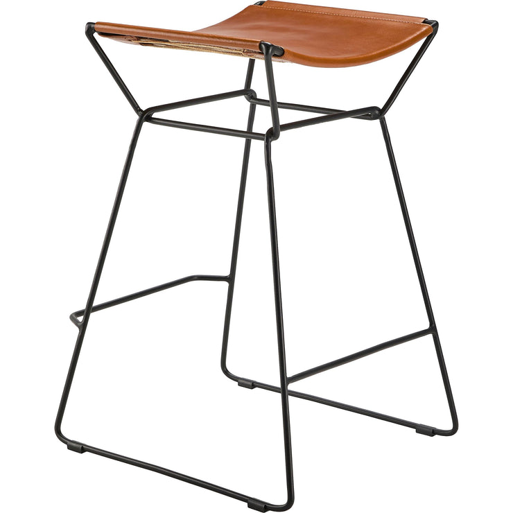 Surya Celerio Modern Cognac Leather Kitchen Counter Stool