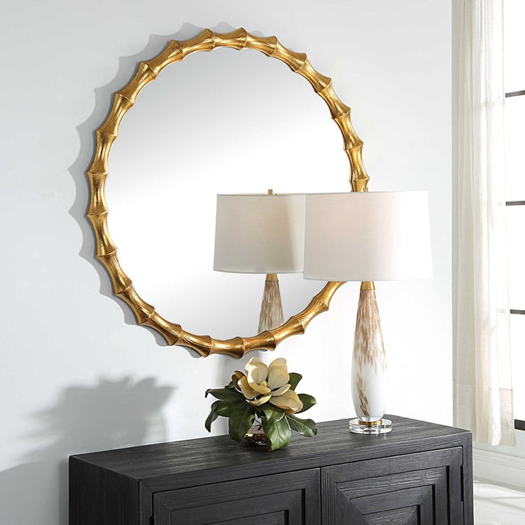 Uttermost Nacala Antiqued Gold Leaf Round Mirror