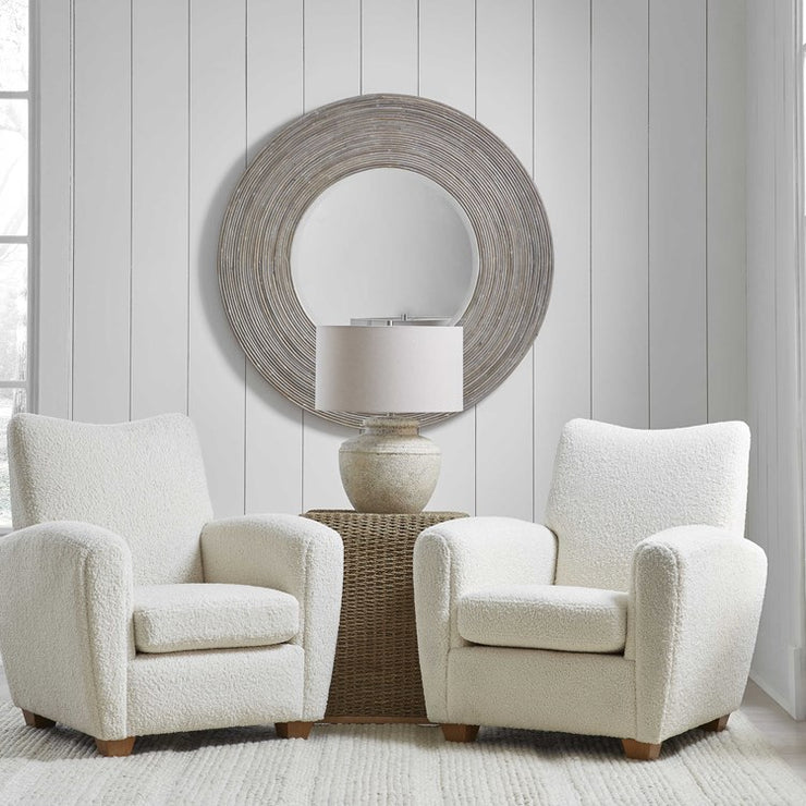 Uttermost Vortex Natural Rattan Round Mirror