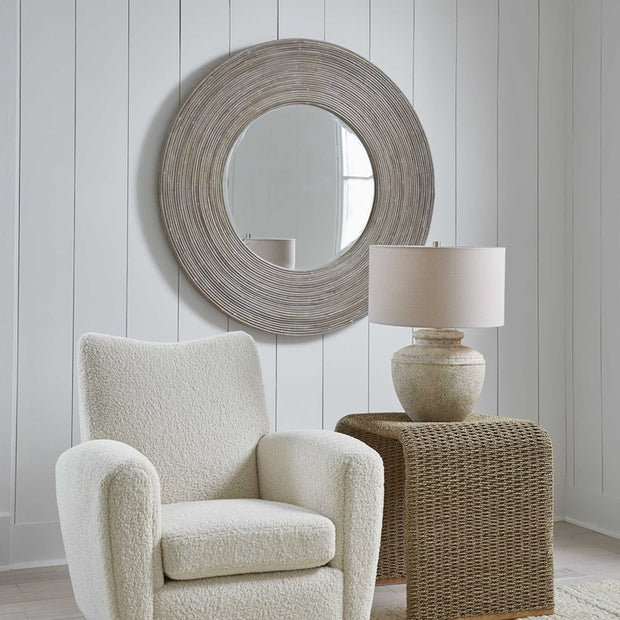 Uttermost Vortex Natural Rattan Round Mirror