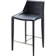 Surya Hanks Modern Navy Blue Faux Leather Kitchen Counter Stool
