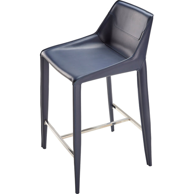 Surya Hanks Modern Navy Blue Faux Leather Kitchen Counter Stool