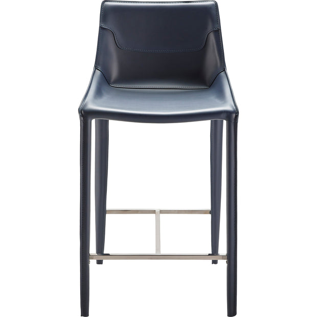 Surya Hanks Modern Navy Blue Faux Leather Kitchen Counter Stool