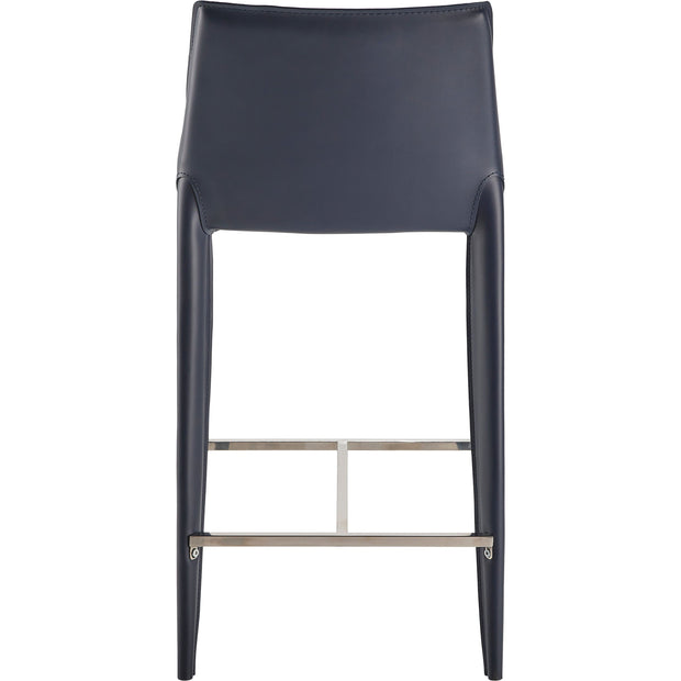 Surya Hanks Modern Navy Blue Faux Leather Kitchen Counter Stool