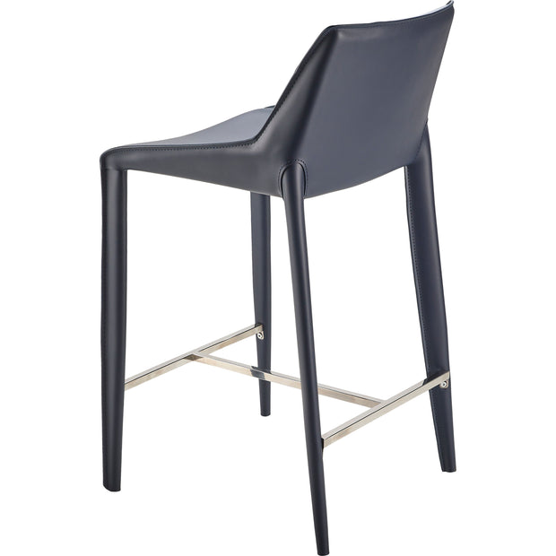 Surya Hanks Modern Navy Blue Faux Leather Kitchen Counter Stool