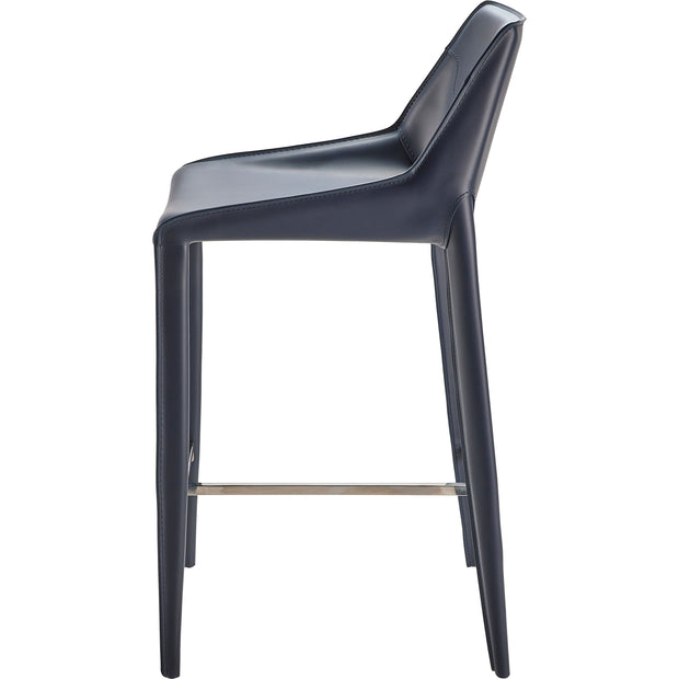 Surya Hanks Modern Navy Blue Faux Leather Kitchen Counter Stool